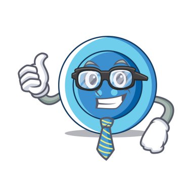 İşadamı giyim düğmesini karakter karikatür