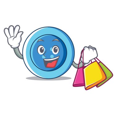 Alışveriş giyim düğmesini karakter karikatür
