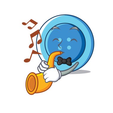 Trompet giyim düğmesini karakter karikatür ile