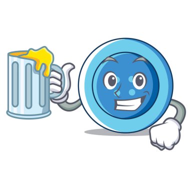 Suyu giyim düğmesini karakter karikatür ile