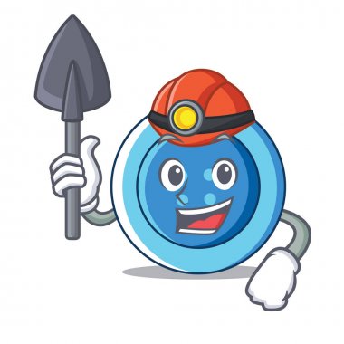 Madenci giyim düğmesini karakter karikatür