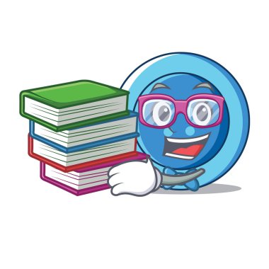 Öğrenci kitap giyim düğmesini karakter karikatür ile