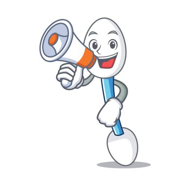 Megafon pamuklu çubukla karakter karikatür ile