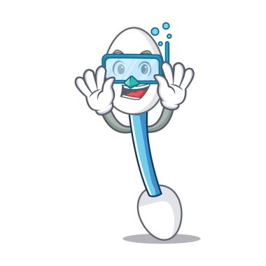 Dalış pamuklu çubukla karakter karikatür