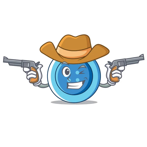 Cowboy Kleidung Knopf Charakter Cartoon — Stockvektor