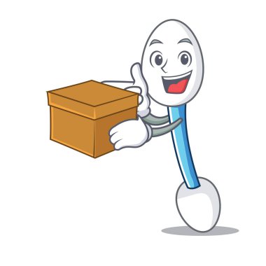 Kutusu pamuklu çubukla karakter karikatür