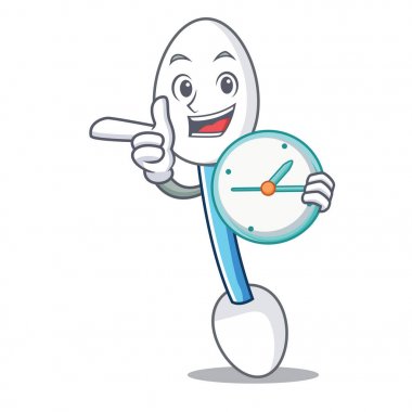 Saat pamuklu çubukla karakter karikatür