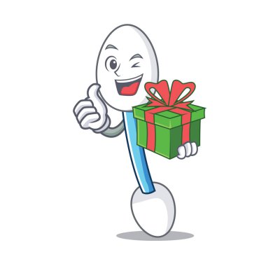 Hediye pamuklu çubukla maskot karikatür ile