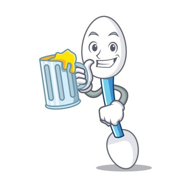 Suyu pamuklu çubukla maskot karikatür ile