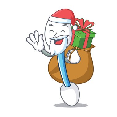 Noel Baba hediye pamuklu çubukla maskot karikatür ile