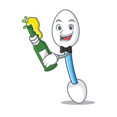 Bira pamuklu çubukla maskot karikatür ile