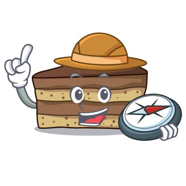 Explorer tiramisu maskot karikatür tarzı