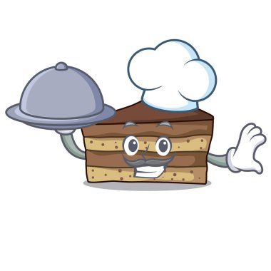 Şef gıda tiramisu maskot karikatür tarzı ile