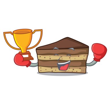 Boks şampiyonu tiramisu maskot karikatür tarzı