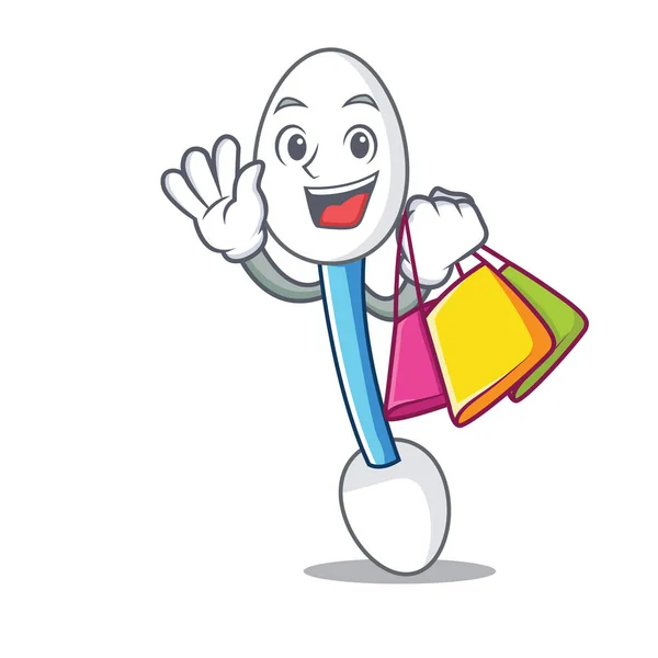 Compras cotonete personagem cartoon — Vetor de Stock