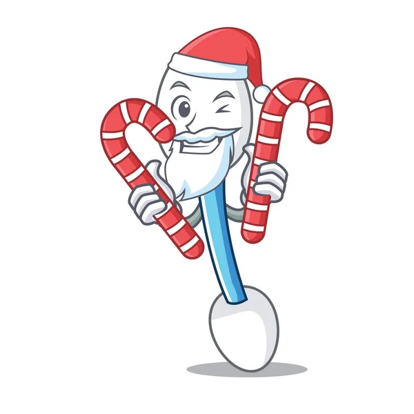 Mascotte de Santa avec tampon coton bonbon dessin animé — Image vectorielle