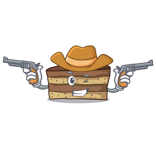 Cowboy tiramisu personnage dessin animé style — Image vectorielle