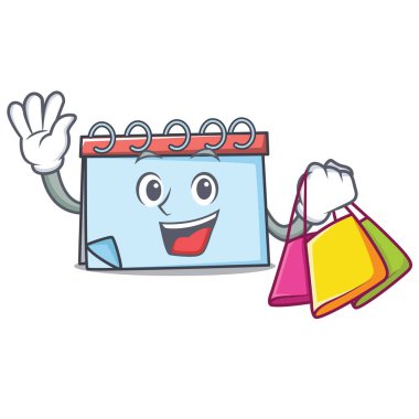 Takvim karakter karikatür tarzı alışveriş