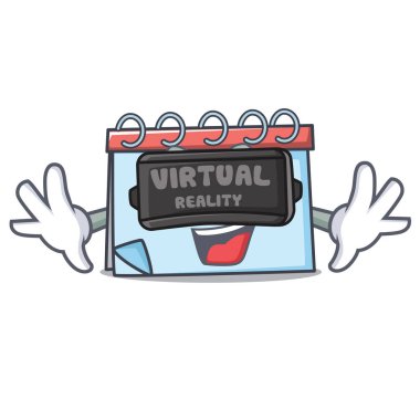 Sanal gerçeklik takvim maskot karikatür tarzı