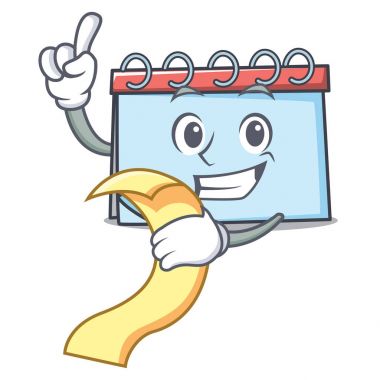Menü takvim maskot karikatür tarzı ile