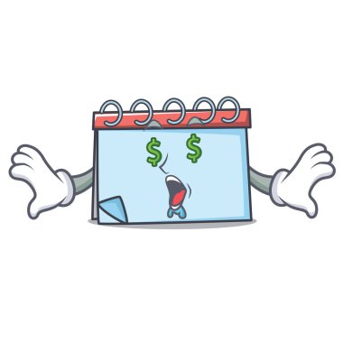 Para göz takvim maskot karikatür tarzı