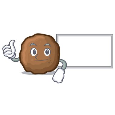 Başparmak yukarıya kurulu köfte karakter karikatür tarzı ile