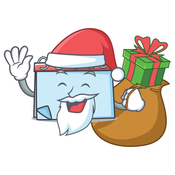 Weihnachtsmann mit Geschenk-Kalender Maskottchen Cartoon-Stil — Stockvektor