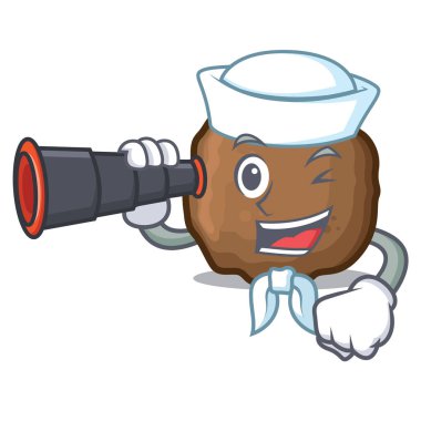 Denizci dürbün köfte maskot karikatür tarzı ile