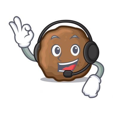 Kulaklık köfte maskot karikatür tarzı