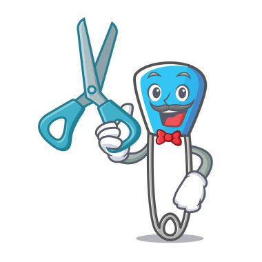 Kuaför çengelli iğne karakter karikatür