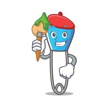 Sanatçı çengelli iğne karakter karikatür