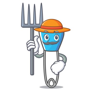 Çiftçi çengelli iğne karakter karikatür