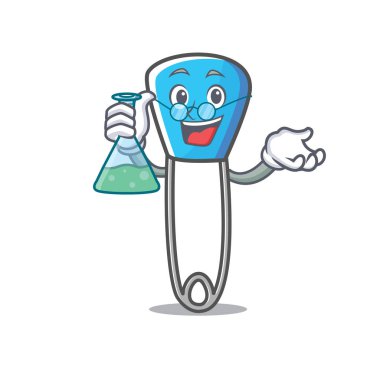 Profesör çengelli iğne karakter karikatür