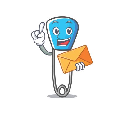 Zarf çengelli iğne karakter karikatür