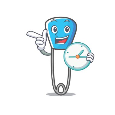 Saat çengelli iğne karakter karikatür