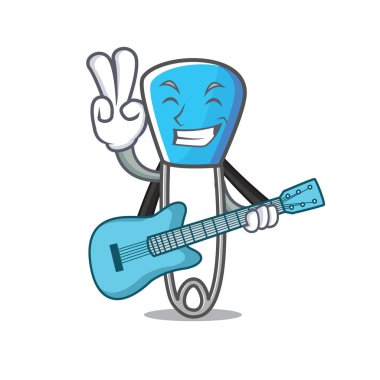 Gitar çengelli iğne maskot karikatür ile