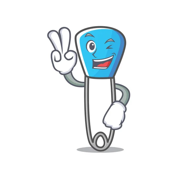 Deux doigt épingle de sécurité personnage dessin animé — Image vectorielle