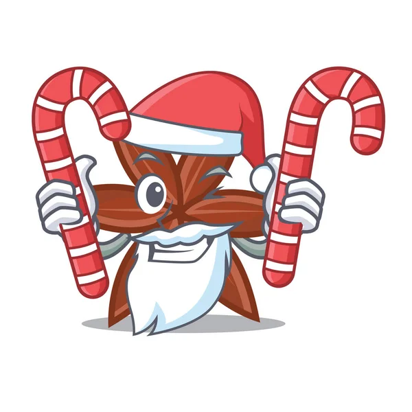 Santa z candy anyżu maskotka stylu cartoon — Wektor stockowy