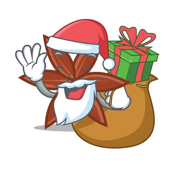 Santa avec cadeau anis mascotte de style dessin animé — Image vectorielle