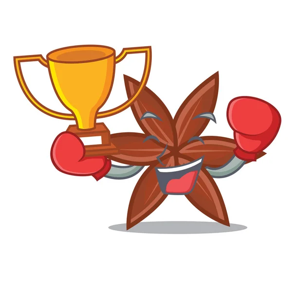 Ganador de boxeo anís mascota estilo de dibujos animados — Vector de stock