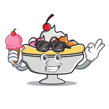 Dondurma cool banana split karakter karikatür