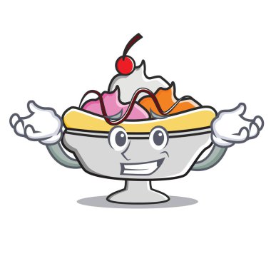 Sırıtan muzlu karakter karikatür