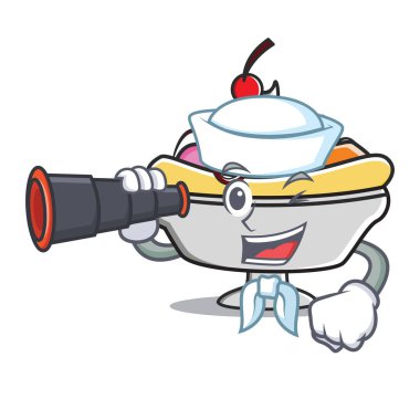 Denizci dürbün muzlu maskot karikatür ile