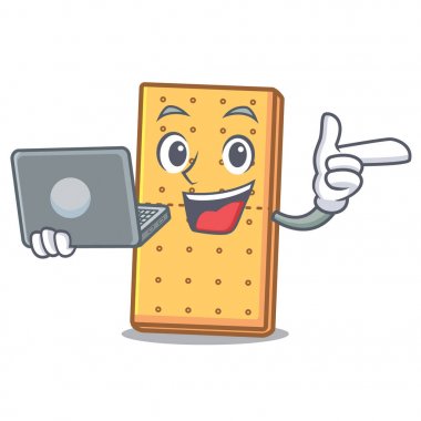 Dizüstü graham ile çerezleri karikatür karakter