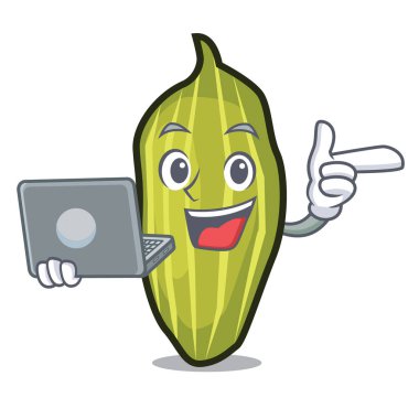 Dizüstü kakule karakter karikatür tarzı ile