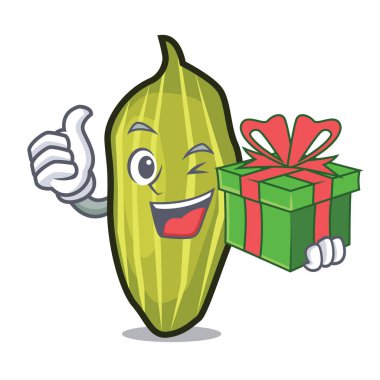 Hediye kakule maskot karikatür tarzı ile