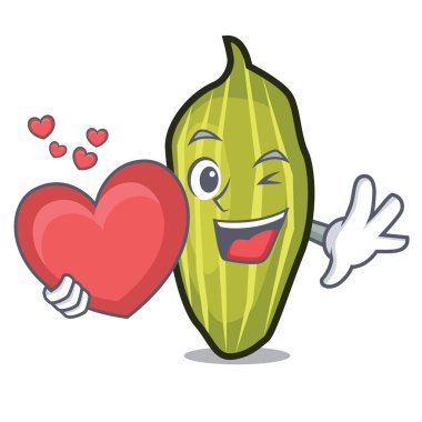 Kalp kakule maskot karikatür tarzı ile