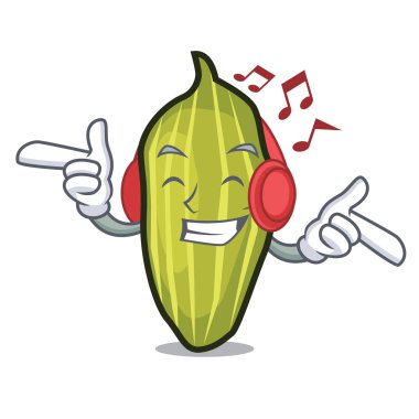 Dinleme müzik kakule maskot karikatür tarzı