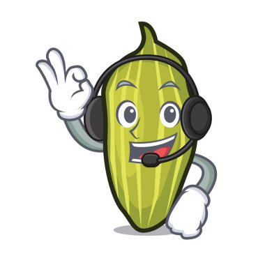 Kulaklık kakule maskot karikatür tarzı