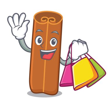 Tarçın karakter karikatür tarzı alışveriş